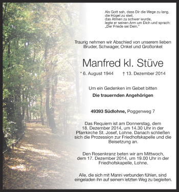 Anzeige von Manfred kl Stueve von OM-Medien